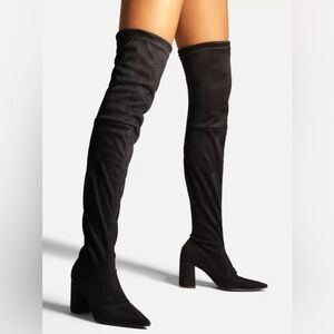 Black Suede Over-the-Knee Boots